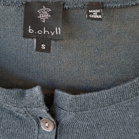 B.Chyll Linen Knit Henley Top Lightweight Sweater Small Marine Blue - Picture 4 of 7